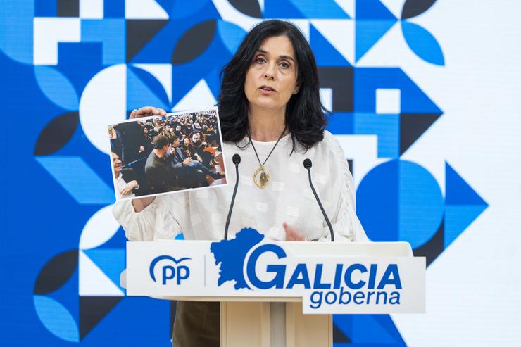 A secretaria xeral do PPdeG, Paula Prado, en rolda de prensa.. PPDEG