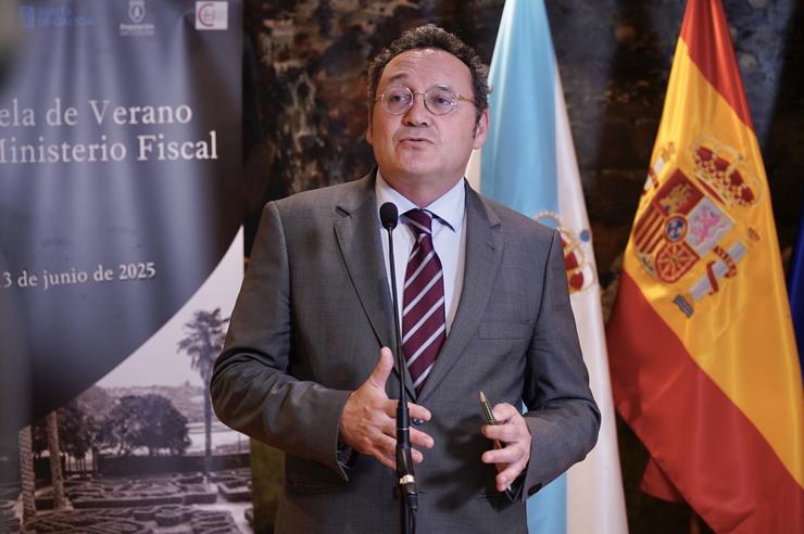 O fiscal xeral do Estado, Álvaro García Ortiz, clausura a escola de verán do Ministerio Fiscal, no Pazo de Mariñán, a 13 de xuño de 2025, en Bergondo 