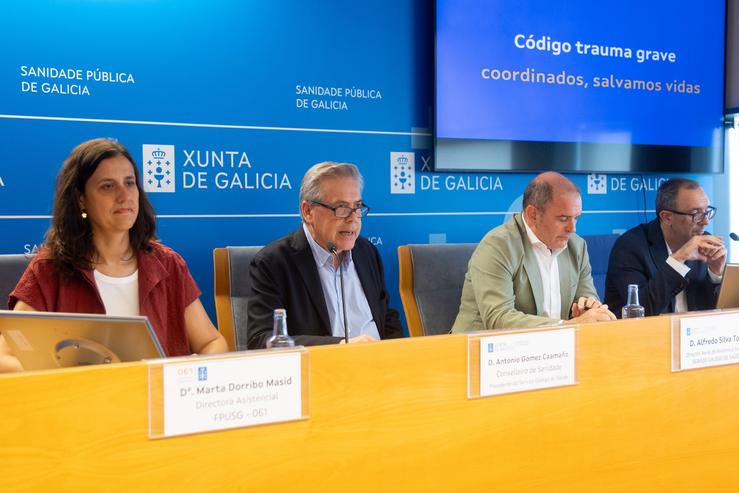 O conselleiro de Sanidade, Antonio Gómez Caamaño, na rolda de prensa de presentación do 'Código trauma'.. XUNTA 