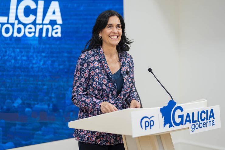 A secretaria xeral do PPdeG, Paula Prado, en rolda de prensa 