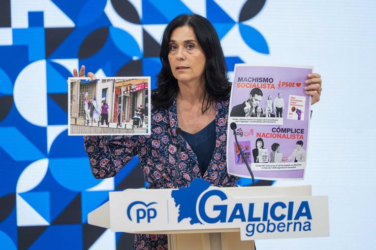 A secretaria xeral do PPdeG, Paula Prado, en rolda de prensa 