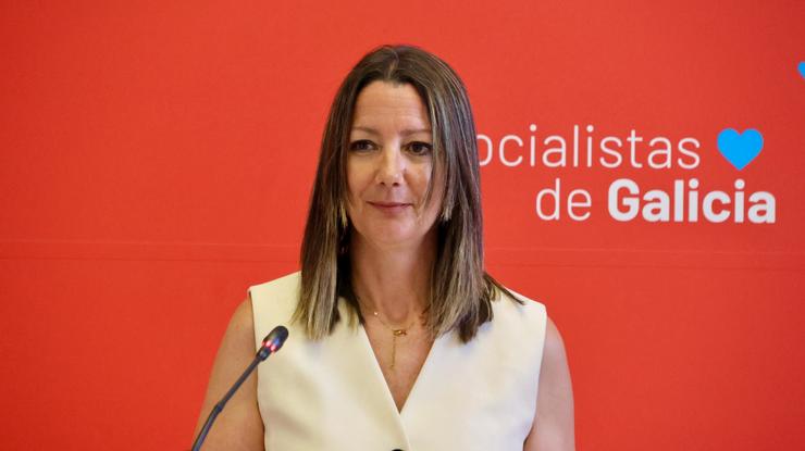 A secretaria de Organización do PSdeG, Lara Méndez, en rolda de prensa / PSDEG