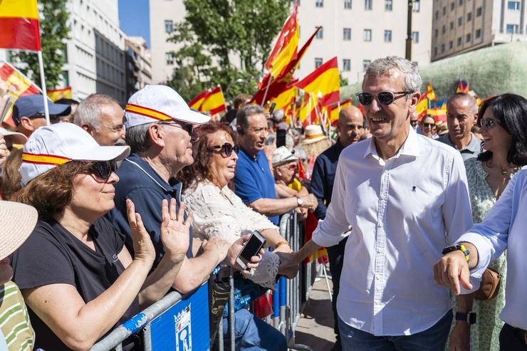O presidente do PPdeG, Alfonso Rueda, na concentración deste domingo en Madrid.. PPDEG 