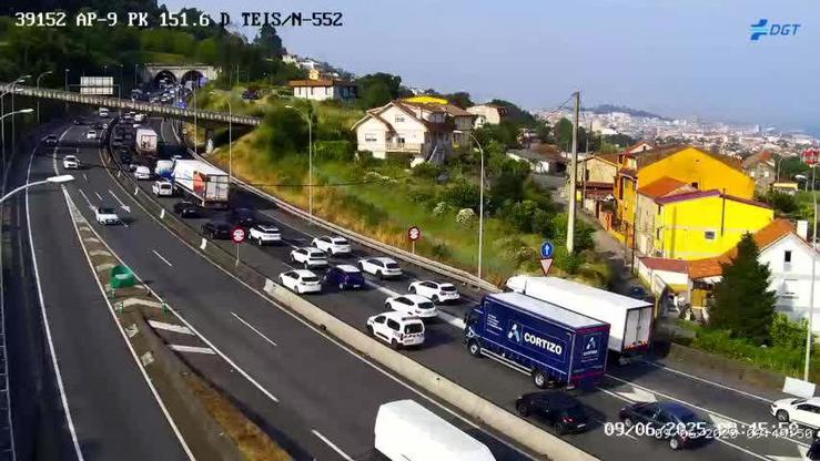 Imaxe do atasco na AP-9 esta mañá.. DXT / Europa Press
