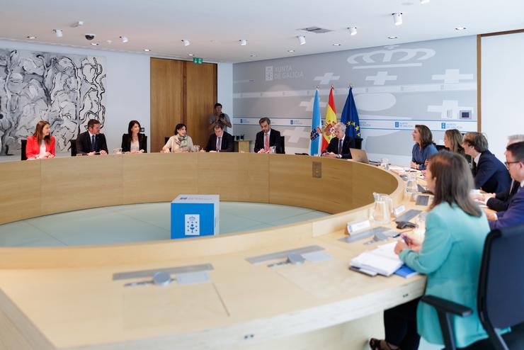 O titular do Executivo galego, Alfonso Rueda, preside a reunión do Consello da Xunta 