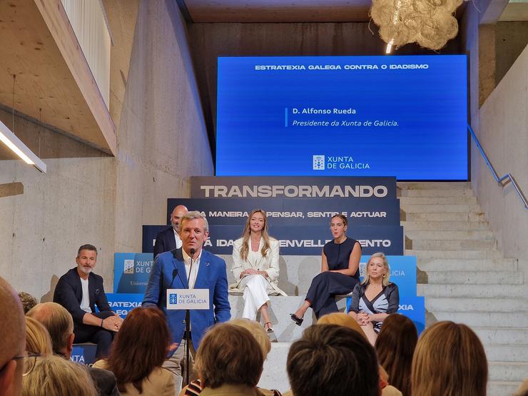 Alfonso Rueda durante o acto en Vigo este martes 