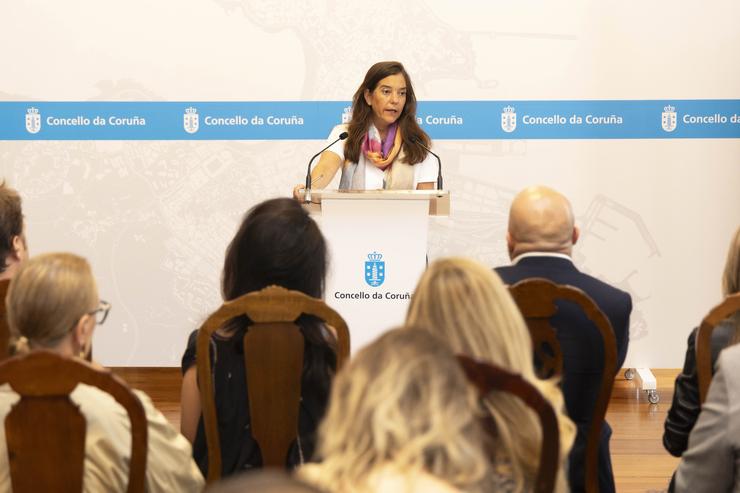 A alcaldesa da Coruña, Inés Rei, durante a presentación do Plan de Barrios 2025?2027. ANDY PEREZ / Europa Press