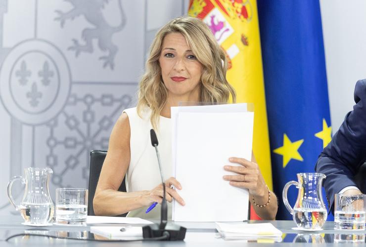 A vicepresidenta segunda e ministra de Traballo e Economía Social, Yolanda Díaz, durante unha rolda de prensa tras o Consello de Ministros / Eduardo Parra