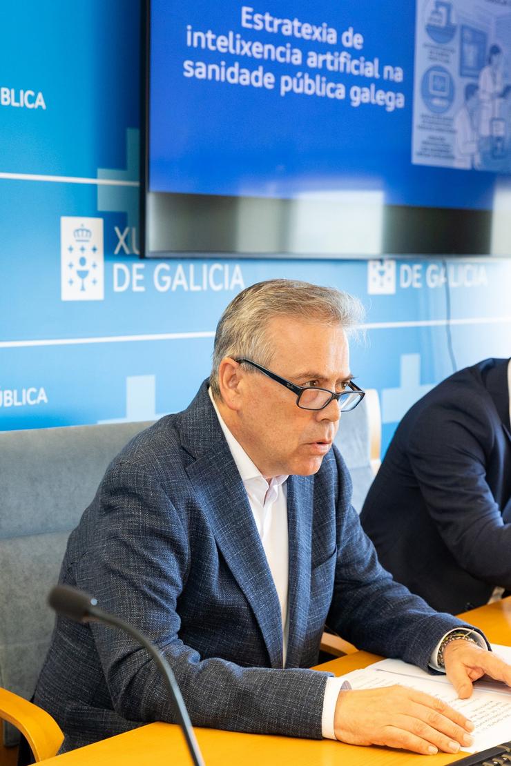 O conselleiro de Sanidade, Antonio Gómez Caamaño, en rolda de prensa.. XUNTA