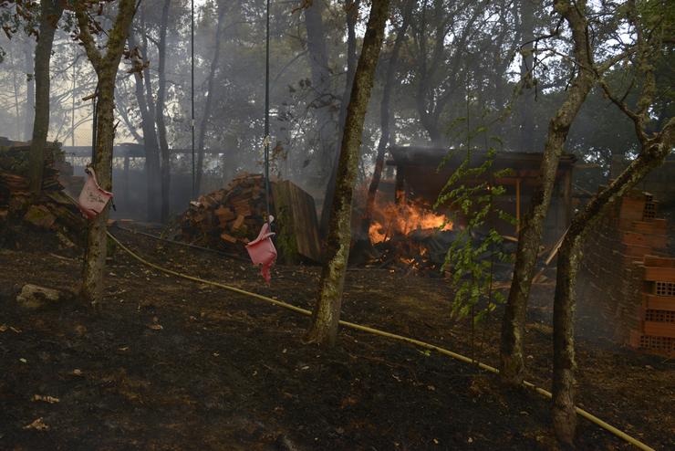 Xardín privado queimado durante o incendio, a 12 de agosto de 2025, en Seixalbo 