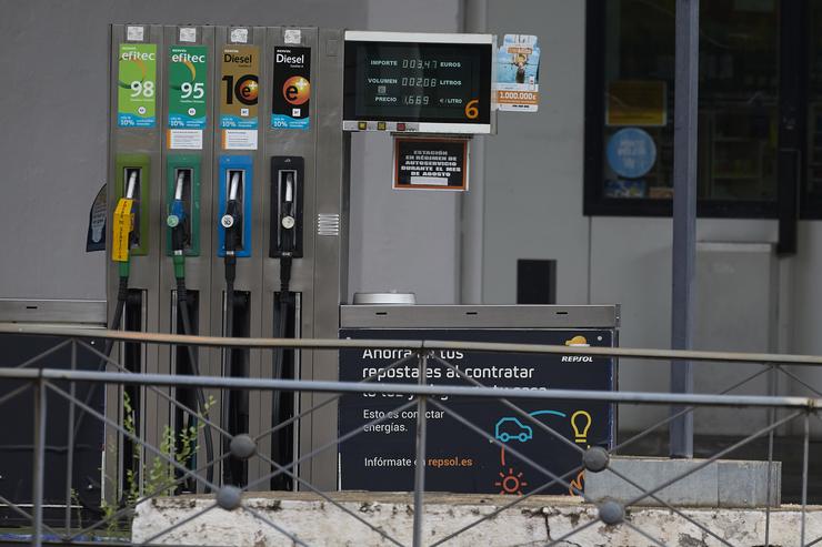Chafarices nunha gasolineira, a 31 de agosto de 2024, en Madrid 