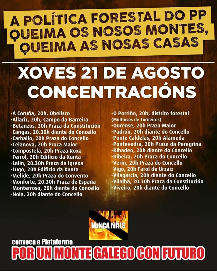 Protesta contra a xestión dos incendios forestais que revive o espírito de Nunca Máis
