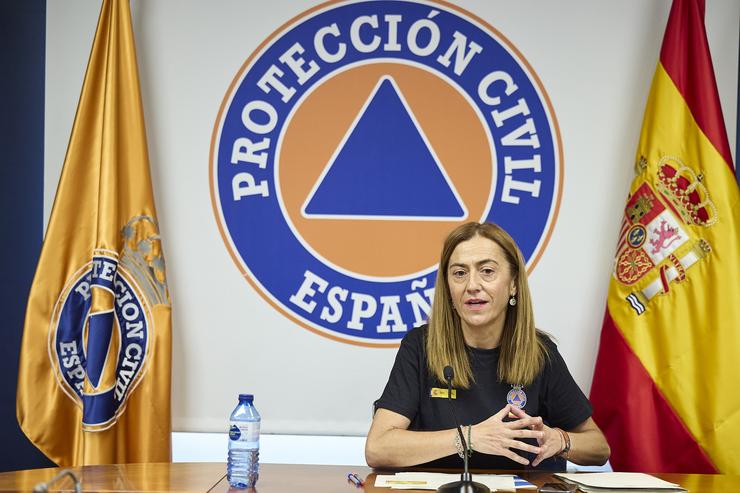 A directora xeral de Protección Civil e Emerxencias, Virginia Barcones, informa os medios do desenvolvemento do CECOD.. Jesús Hellín - Europa Press