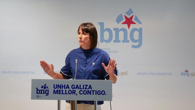 A portavoz nacional do BNG, Ana Pontón, en rolda de prensa.. BNG