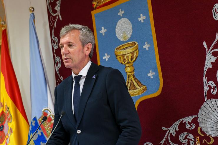 O presidente da Xunta, Alfonso Rueda, na comparecencia ante os medios tras a reunión semanal do seu Executivo.. XUNTA 