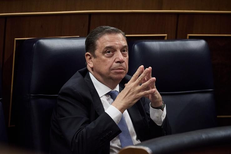 O ministro de Agricultura, Pesca e Alimentación, Luis Planas,  durante unha sesión de control ao Goberno, no Congreso dos Deputados 
