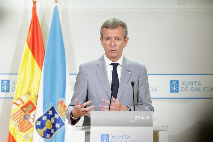 O presidente da Xunta, Alfonso Rueda, na rolda de prensa posterior á reunión do Consello da Xunta.. XUNTA / Europa Press