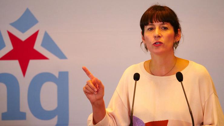 A portavoz nacional do BNG, Ana Pontón, na comparecencia tras a primeira reunión do Consello Nacional deste curso, a 20 de setembro de 2025 