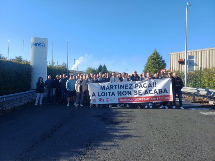 Asemblea de traballadores de Einsa Print, nas Pontes (A Coruña), a 25 de setembro de 2025.. CIG-INDUSTRIA / Europa Press