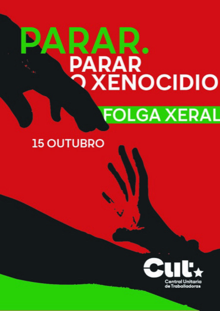 Cartel da CUT en apoio a Palestina. CUT / Europa Press
