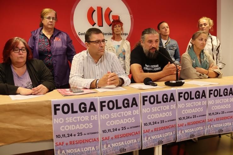 Rolda de prensa da CIG para convocar paros e mobilizacións en residencias de maiores e privadas e SAF, en Santiago de Compostela 