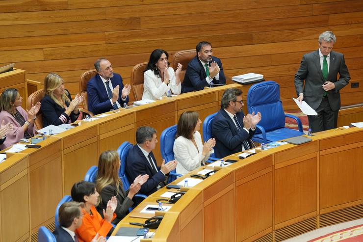 O presidente da Xunta de Galicia, Alfonso Rueda, comparece no Parlamento galego, a 9 de setembro de 2025, en Santiago de Compostela 